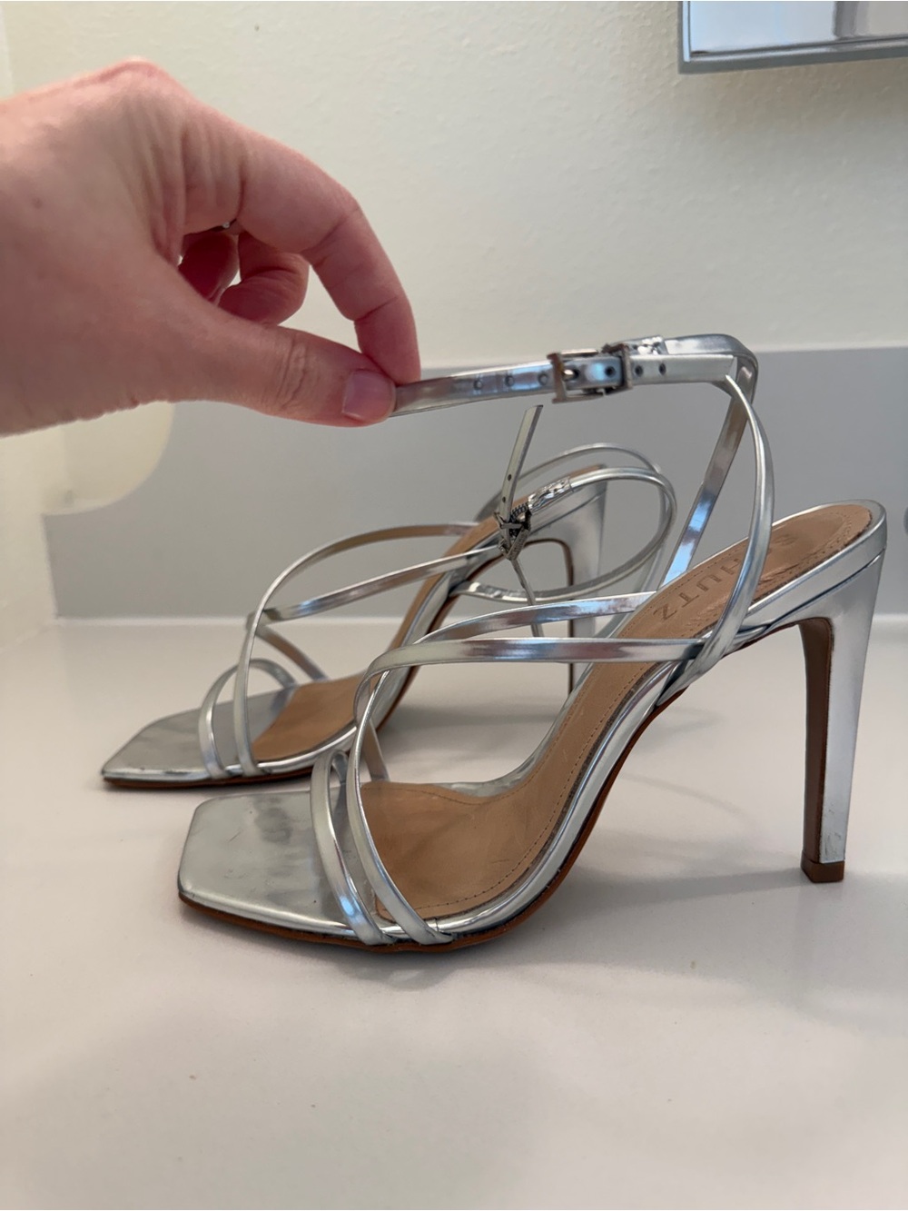 Silver Strappy High Heel Sandals - Women's Dress Heels